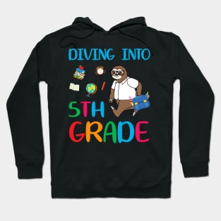 Diving Into 5th Grade Dabbing Sloth Back To School Hoodie